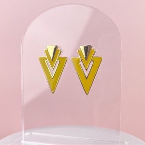 Vintage 80s Art Deco Style Triangle Geometric Earrings